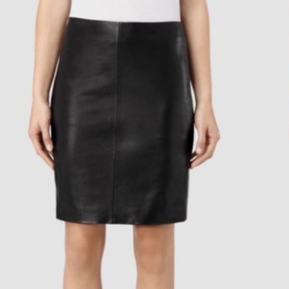 All Saints Dresses & Skirts - All Saints Lucille Black Leather Full Zip Pencil Skirt Size 2